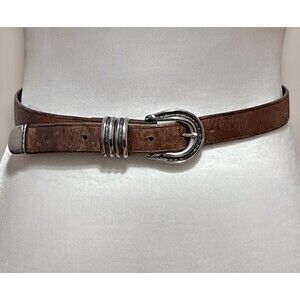 Vintage A. Brod Women’s 32” Brown Leather Belt Silver Buckle Western Fashion USA